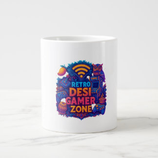 Retro Desi Gamer Zone Mug – Neon Gaming Coffee Cup