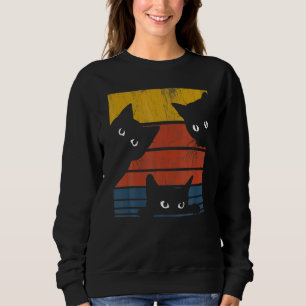 Retro Desi Hree Cats Vintage Black Animals Women M Sweatshirt