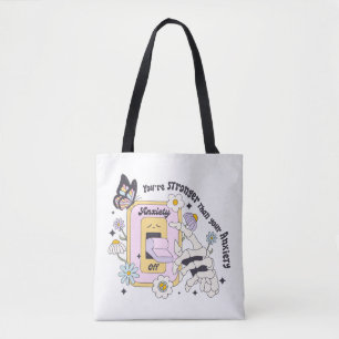 Retro Design Anxiety Positivity Tote Bag