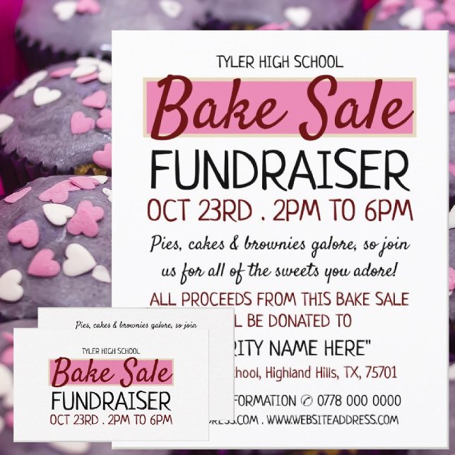 Retro Design, Charity Bake Sale Event Advertising Flyer (Creator Uploaded)