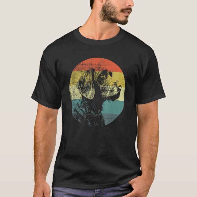 Retro Design German Wirehaired Pointer Dog T-Shirt (Front)