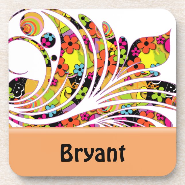 RETRO DESIGN PERSONALIZED CORK COASTERS TEMPLATE (Front)
