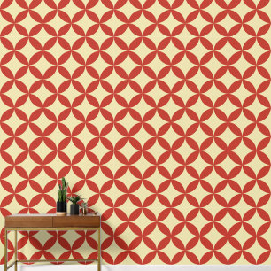 Retro design red yellow 60s pattern wallpaper