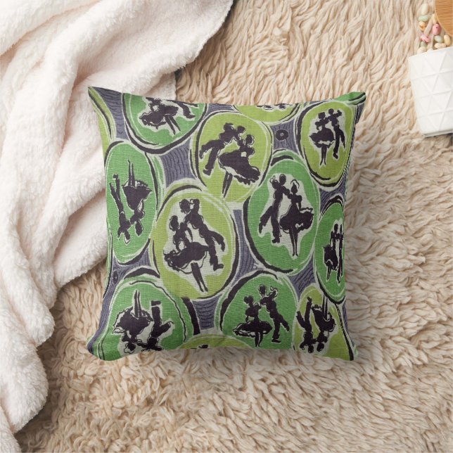 Retro Design Rock & Roll Dancing Couple Cushion (Blanket)
