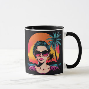 Retro Design Schönheit mit Sonnenbrille  Mug