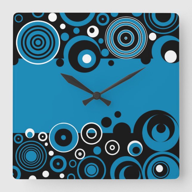 Retro design square wall clock (Front)