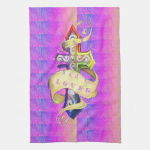 Retro design tattoo style -gay love tea towel