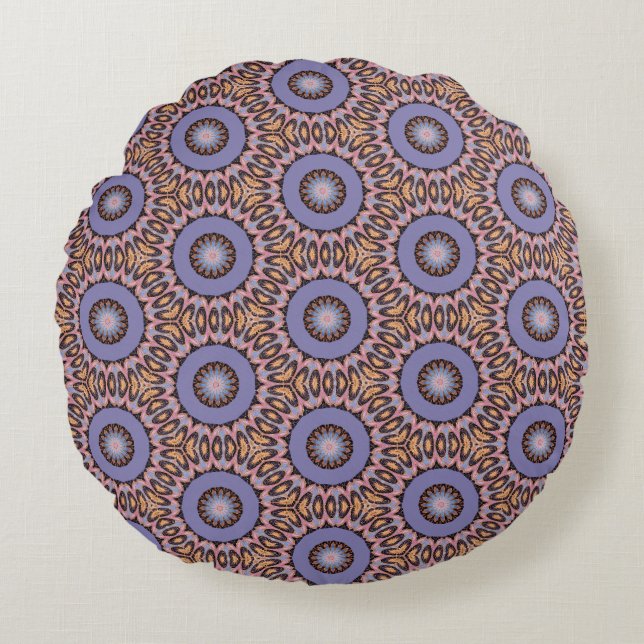  Retro Design with Orange & Purple Circles  Round Cushion (Front)