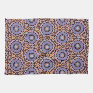 Retro Design with Orange & Purple Circles Tea Towel
