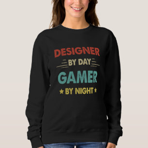 Retro Designer By Day Gamer By Night Sweatshirt