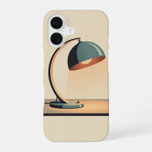 Retro Desk Lamp Minimal iPhone 16 Case (Back)