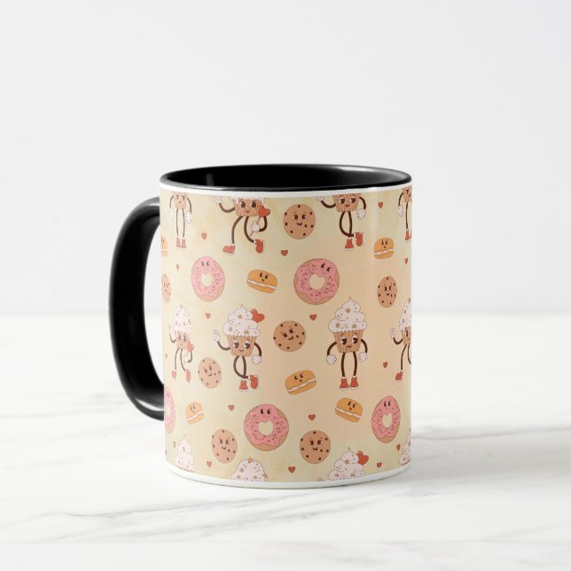 Retro Dessert Characters Pattern Mug (Front Left)