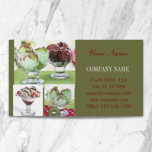 Retro dessert sundae ice cream business card (Retro dessert sundae ice cream business card)