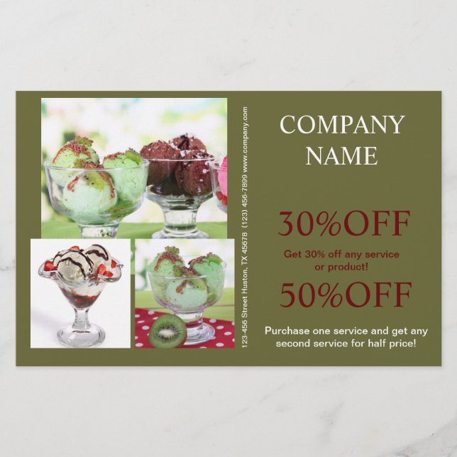 Retro dessert sundae ice cream flyer (Front)