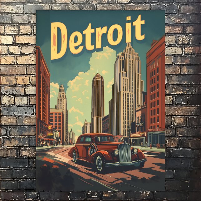 Retro Detroit Michigan Travel Poster (Creator Uploaded)