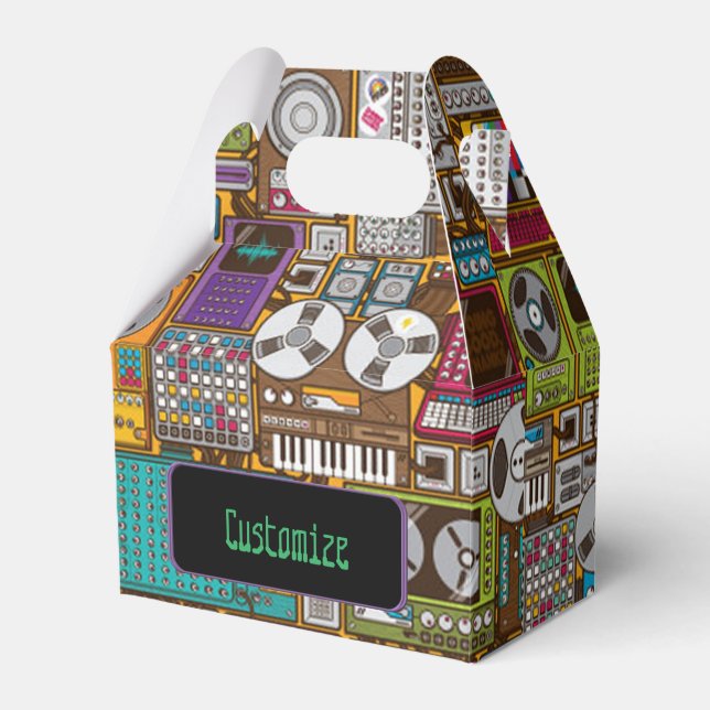 Retro Devices Recording Studio Gable Favour Box (Front Side)