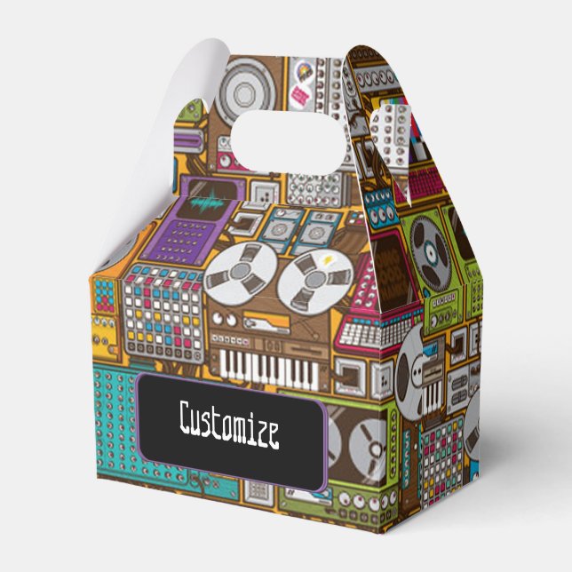Retro Devices Recording Studio Gable Favour Box (Front Side)