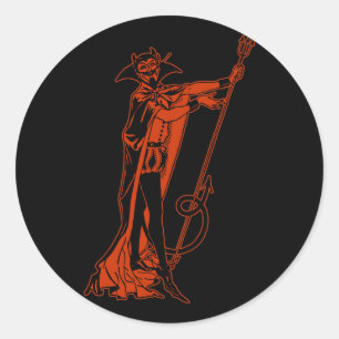 Retro Devil Classic Round Sticker