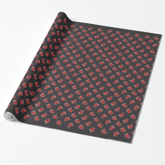 Retro Devil Head  Wrapping Paper (Unrolled)