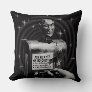 Retro Devil Question Box (vintage) Cushion