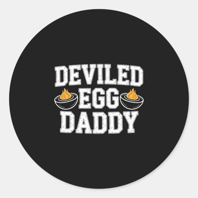 Retro Deviled Egg Daddy Funny Thanksgiving Fathers Classic Round Sticker (Front)