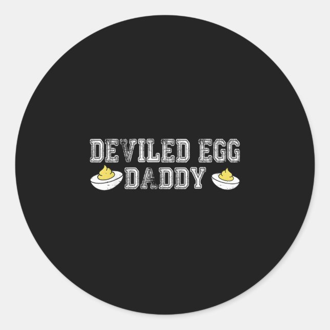 Retro Deviled Egg Daddy Funny Thanksgiving Fathers Classic Round Sticker (Front)