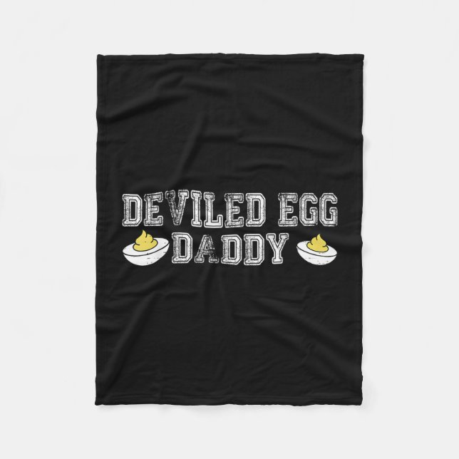 Retro Deviled Egg Daddy Funny Thanksgiving Fathers Fleece Blanket (Front)
