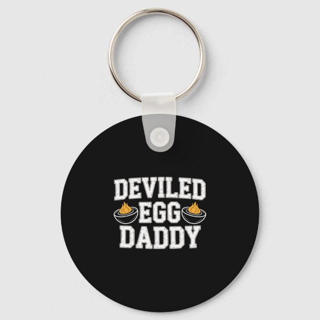Retro Deviled Egg Daddy Funny Thanksgiving Fathers Key Ring (Front)