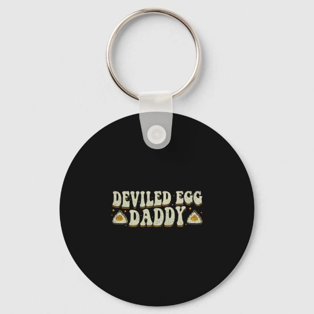 Retro Deviled Egg Daddy Funny Thanksgiving Fathers Key Ring (Front)