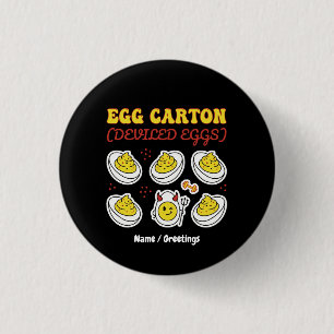 Retro Deviled Egg Six Pack Fitness Pun Vintage Egg 3 Cm Round Badge