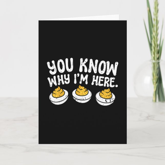 Retro Deviled Eggs You Know Why Im Here Thanksgivi Card (Front)