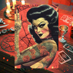 Retro Devilish Girl Tissue Paper