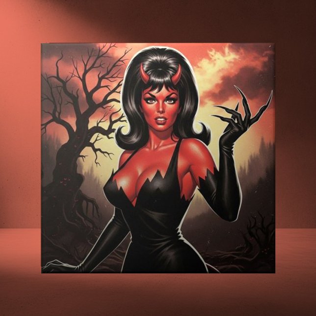 Retro Devilish  Pin-up Ceramic Tile (Creator Uploaded)