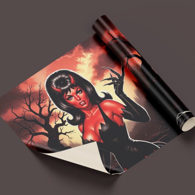 Retro Devilish  Pin-up Wrapping Paper (Creator Uploaded)