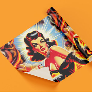 Retro Devilish Pinup Wrapping Paper