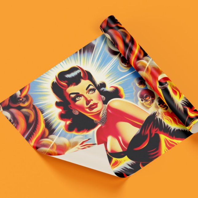 Retro Devilish Pinup Wrapping Paper (Creator Uploaded)
