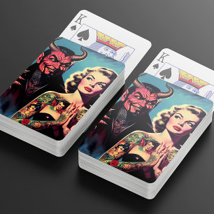 Retro Devilish Tattooed Pin-up Playing Cards