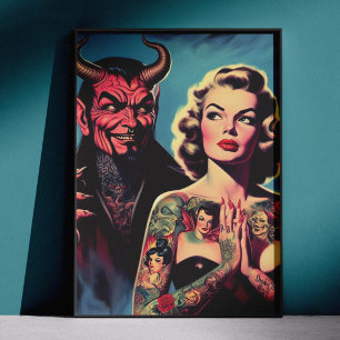Retro Devilish Tattooed Pin-up Poster