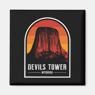 Retro Devils Tower National Monument Wyoming Hikin Magnet