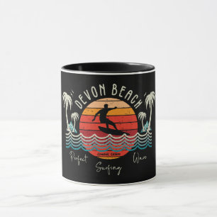 Retro Devon Beach Surfing Mug