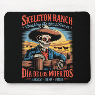 Retro Día De Los Muertos Cowboy Farmer Mouse Pad