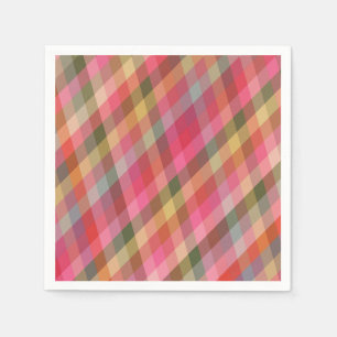Retro Diagonal Christmas Plaid Cute Preppy Holiday Napkin