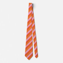 Retro Diagonal Orange and Pink Striped Tie