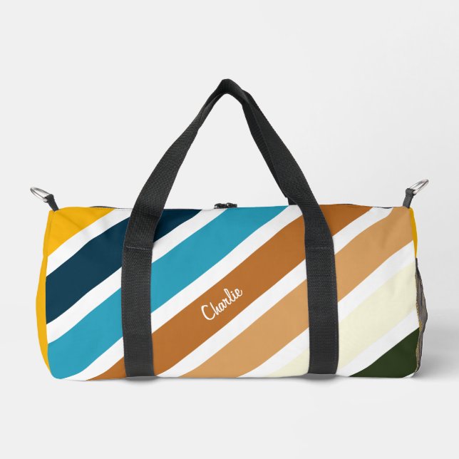 Retro Diagonal Stripes Duffle Bag (Front)