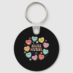 Retro Dialysis Nurse Valentine Heart Women Nurse Key Ring