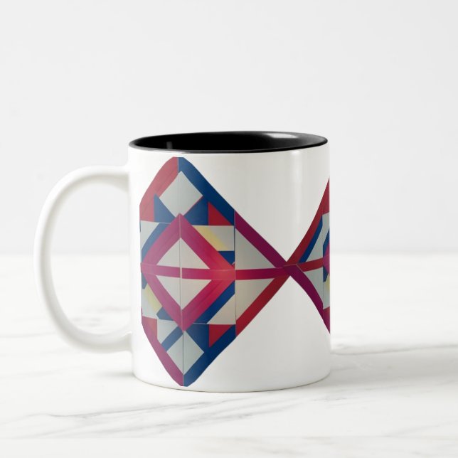 Retro Diamond Geometry – Bold Colourful  Two-Tone Coffee Mug (Left)