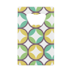 Retro Diamond in Circle Pattern Blue Green Gold