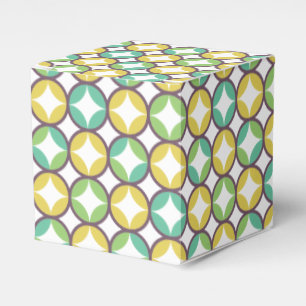Retro Diamond in Circle Pattern Blue Green Gold Favour Box