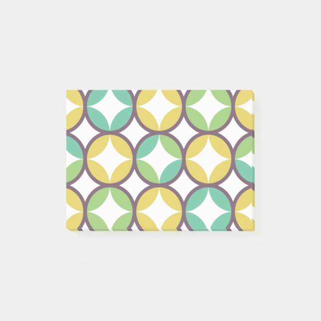 Retro Diamond in Circle Pattern Blue Green Gold Post-it Notes (Front)
