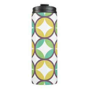 Retro Diamond in Circle Pattern Blue Green Gold Thermal Tumbler